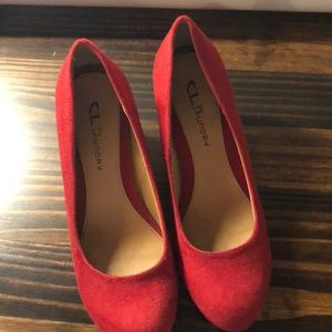 Red wedge heels